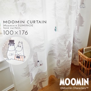 レースカーテン 100×176cm ムーミン カーテン レース 北欧 MOOMIN 洗える 日本製 プート 1枚入 リトルミイ スナフキン おしゃれ ウォッ