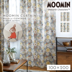 ムーミン カーテン 100×200cm ドレープカーテン 遮光カーテン 北欧 インテリア MOOMIN 1枚 タイニーフラワー 1枚入 日本製 洗える おし