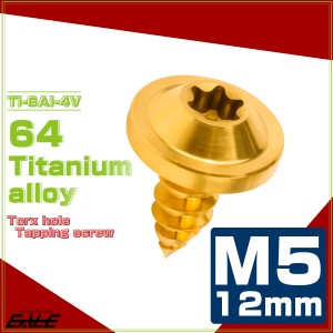 タッピングネジ M5×12mm チタン トルクス穴 フランジ付き ビス ゴールド JA1249