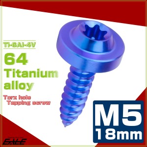 タッピングネジ M5×18mm チタン トルクス穴 フランジ付き ビス ブルー JA1262