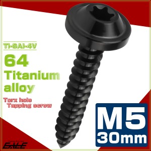 タッピングネジ M5×30mm チタン トルクス穴 フランジ付き ビス ブラック JA1287