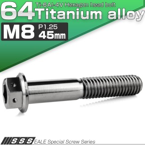 チタンボルト M8×45mm P1.25 六角ボルト 六角穴付き ホールヘッド フランジボルト シルバー JA1792