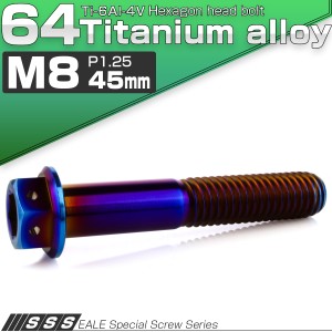 チタンボルト M8×45mm P1.25 六角ボルト 六角穴付き ホールヘッド フランジボルト 焼きチタンカラー JA1794