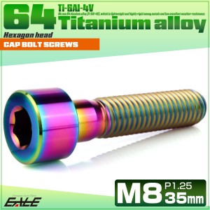 チタンボルト M8×35mm P1.25 キャップボルト キャップスクリュー 六角穴付き ボルト レインボー JA2020