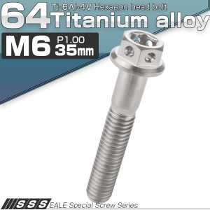 チタンボルト M6×35mm P1.0 六角ボルト 六角穴付き フランジ付き シルバー デザイン JA733