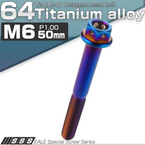 チタンボルト M6×50mm P1.0 六角ボルト 六角穴付き フランジ付き 焼きチタン風 デザイン JA740