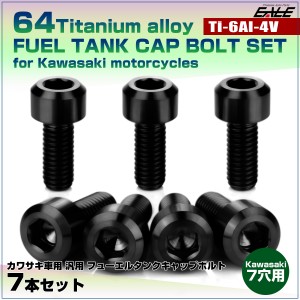 チタンボルト 7本セット カワサキ7穴 ガソリン フューエル タンク キャップボルト ブラック JA961