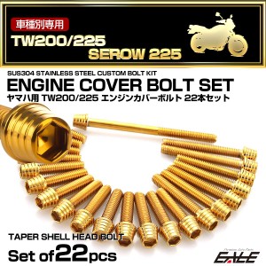 エンジンカバー ボルトセット TW200 TW225 セロー 225 SEROW 22本セット テーパーシェル ヤマハ用 ゴールド TB7152