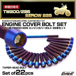 エンジンカバー ボルトセット TW200 TW225 セロー 225 SEROW 22本セット テーパーヘッド 焼きチタン色 TB7160