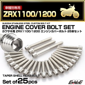 エンジンカバー ボルトセット ZRX1100 ZRX1200 25本セット テーパーシェルヘッド カワサキ用 シルバー TB8101