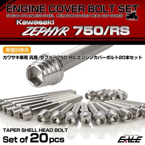 ゼファー750 RS エンジンカバーボルト 20本セット カワサキ車用 ZEPHYR テーパーシェルヘッド シルバー TB8139