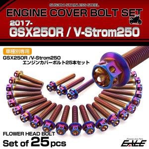 エンジンカバー ボルトセット GSX250R V-Strom250 25本セット フラワーヘッド スズキ用 焼きチタン色 TB9031