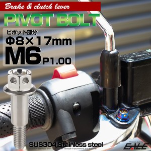 ブレーキレバー クラッチレバー 取付用 ピボットボルト Φ8×17mm M6×13mm P=1.00 シルバー フラワーヘッド SUS TH0530