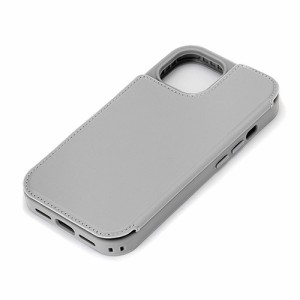 PGA iPhone15用 バックフリップケース グレー