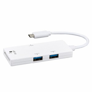 ナカバヤシ COM-C3SD073-W(ホワイト) USB3.2Gen1 Type-C 3ポート コンボハブ(SDカードリーダー･ライター付)