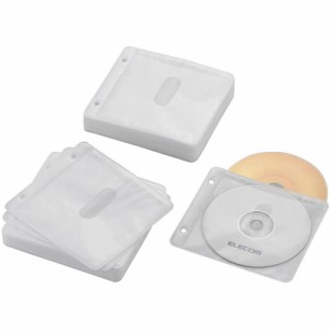 エレコム(ELECOM) CCD-NBWB120WH(ホワイト) Blu-ray・CD・DVD対応不織布ケース 2穴