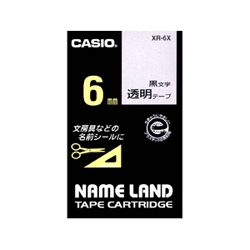 CASIO(カシオ) XR-6X ネームランド 透明テープ 黒文字 6mm