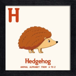 アニマルアルファベット Animal Alphabet Hedgehog 200x200x53mm ZAA-53215 bic-10772197s1  アートパネル アートボード 壁紙 装飾フィル