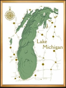 アートフレーム 3D MAP ART Lake Michigan green 600x800x50mm IMP-61125 bic-6942380s1  アートパネル アートボード 壁紙 装飾フィルム 