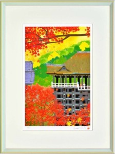 アートフレーム はり たつお 京都 清水寺・暁紅葉 大全紙 583x765x30mm ZTH-61301 bic-6942710s1  アートパネル アートボード 壁紙 装飾