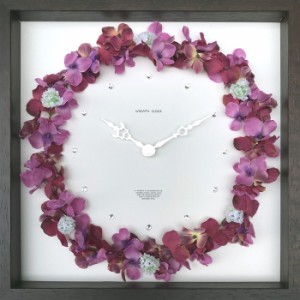 おしゃれ フラワークロック ハイドレンジア Wreath Clock Hydrangea mauve CWC-52877 bic-7985424s1  アートパネル アートボード 壁紙 装