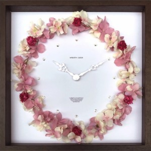 おしゃれ フラワークロック ハイドレンジア Wreath Clock Hydrangea pink CWC-52878 bic-7985425s1  アートパネル アートボード 壁紙 装