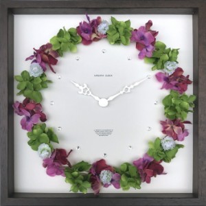 おしゃれ フラワークロック ハイドレンジア Wreath Clock Hydrangea mix CWC-52876 bic-7985426s1  アートパネル アートボード 壁紙 装飾