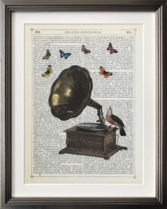 アートフレーム マリオン・マコネギー Marion McConaghie Gramophone, Bird & Butterflies IMM-62130 bic-9129585s1  アートパネル アー