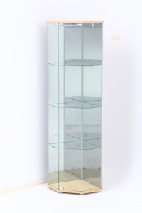 ガラスコレクションケース コーナー4段(スリム) NA ナチュラル 550×435×1620 fj-99482  リビング壁面収納 システム収納 収納 家具 送料