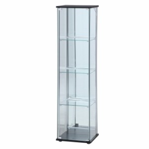 ガラスコレクションケース 4段(背面ミラー) LED ブラック 425×365×1620 fj-99491  リビング壁面収納 システム収納 収納 家具 送料無料 