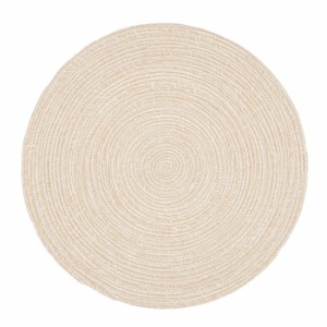 インド綿ラグ 円形 洗える ブレイド ベージュ ホワイト 直径約180cm 270068074 hgi-8720798s4  カーペット ラグ カーペット マット 送料