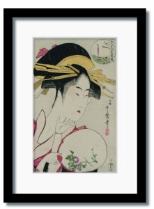 和楽シリーズ 喜多川 歌麿 浮世絵 美人画 五人美人愛敬競松葉屋喜瀬川 WR-1008BK-A4 フレームカラー ブラック サイズ W230×H317×D20mm 