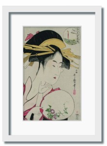 和楽シリーズ 喜多川 歌麿 浮世絵 美人画 五人美人愛敬競松葉屋喜瀬川 WR-1008WH-A4 フレームカラー ホワイト サイズ W230×H317×D20mm 