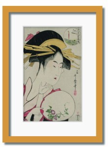 和楽シリーズ 喜多川 歌麿 浮世絵 美人画 五人美人愛敬競松葉屋喜瀬川 WR-2008NA-A3 フレームカラー ナチュラル サイズ W317×H440×D20m