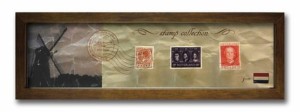 切手 アンティーク調 インテリアアート Stamp Collection ブラウン オランダ PZ-7010 kar-3067194s5  アートパネル アートボード 壁紙 装