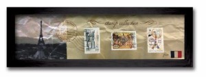 切手 アンティーク調 インテリアアート Stamp Collection ブラック フランス PZ-7012 kar-3067195s1  アートパネル アートボード 壁紙 装