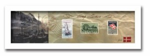 切手 アンティーク調 インテリアアート Stamp Collection ホワイト デンマーク PZ-7034 kar-3067197s2  アートパネル アートボード 壁紙 