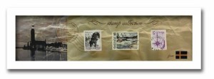切手 アンティーク調 インテリアアート Stamp Collection ホワイト スウェーデン PZ-7038 kar-3067197s4  アートパネル アートボード 壁