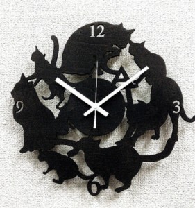 シルエットクロック Silhouette Clock2 CAT Cat ネコ Black 保証付 sk-2002 kar-4650408s1  掛け時計 置き時計 掛け時計 送料無料 北欧 