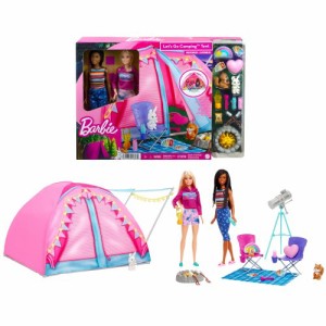バービー かわいいピンクのテントとキャンプセットおもちゃ こども 子供 女の子 人形遊び 3歳