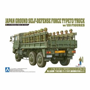 アオシマ 陸上自衛隊 73式大型トラック 3t半(乗車隊員20体セット) 1／72 【ミリタリーモデルキット 12】 (プラモデル)