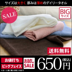 ビッグ フェイスタオル デイリータオル 1枚 おひとり様2枚まで 日本製 お試し 送料無料