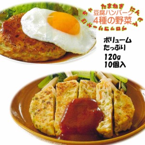 4種の野菜豆腐ハンバーグ　たまねぎ　にんじん　ブロッコリー　かぼちゃ　120gｘ10個　冷凍　植物性たんぱく