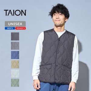 TAION ベスト(メンズ) ミリタリー Vネックボタン ダウンベスト スリットボタン  L  BLACK