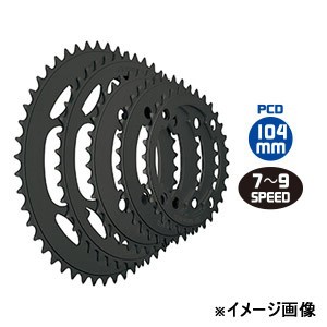 タイオガ 自転車用品 チェーンリング(4アーム用)PCD:104mm  44T  ブラック