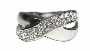 レディース 女性用 CZダイヤモンド クロス ハーフエタニティ リング 指輪 サイズ17号 アクセサリー おしゃれ 安い 可愛い かわいい ジュ