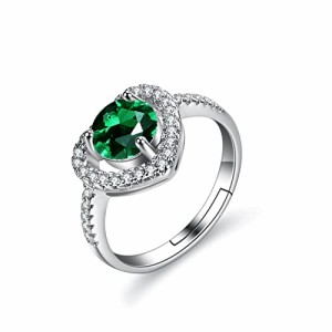 Bellitia Jewelry リング ハート エメラルド 可愛い 1ct ジルコニア グリーン 心形 指輪 シルバー925 フリーサイズ 女性