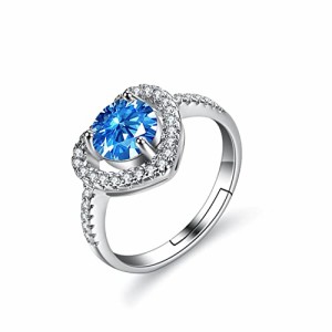 Bellitia Jewelry リング ハート スイスブルートパーズ 可愛い 1ct ジルコニア ブルー 心形 指輪 シルバー925 フリーサイズ 女性