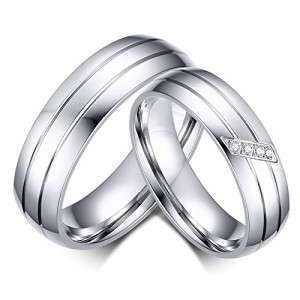 [Rockyu] ハワイアンジュエリー ペアリング ステンレス シルバー 指輪 ジルコニア 結婚指輪 シンプル 1個販売 女性指輪 男性指輪 男女サ