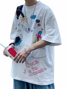 [セカンドルーツ] Tシャツ メンズ ポップ デザイン イラスト プルオーバー トップス 夏 カジュアル